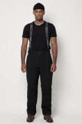 Оптом Полукомбинезон брюки горнолыжные мужские черного цвета 6621Ch в Казани