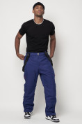 Оптом Полукомбинезон брюки горнолыжные мужские синего цвета 66357S в Казани, фото 5