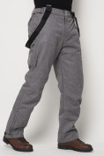 Оптом Полукомбинезон брюки горнолыжные мужские серого цвета 66357Sr в Казани, фото 13