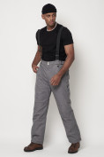 Оптом Полукомбинезон брюки горнолыжные мужские серого цвета 66357Sr в Казани, фото 2