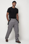 Оптом Полукомбинезон брюки горнолыжные мужские серого цвета 66357Sr в Казани, фото 8