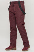 Оптом Полукомбинезон брюки горнолыжные женские big size бордового цвета 66413Bo в Казани, фото 6