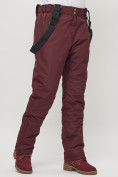 Оптом Полукомбинезон брюки горнолыжные женские big size бордового цвета 66413Bo в Казани, фото 7