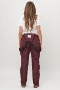 Оптом Полукомбинезон брюки горнолыжные женские big size бордового цвета 66413Bo в Казани, фото 18