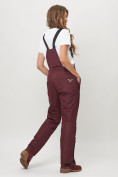 Оптом Полукомбинезон брюки горнолыжные женские big size бордового цвета 66413Bo в Казани, фото 4