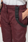 Оптом Полукомбинезон брюки горнолыжные женские big size бордового цвета 66413Bo в Екатеринбурге, фото 10