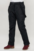 Оптом Полукомбинезон брюки горнолыжные женские big size черного цвета 66413Ch в Казани, фото 2