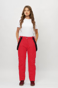 Оптом Полукомбинезон брюки горнолыжные женские big size красного цвета 66413Kr в Казани