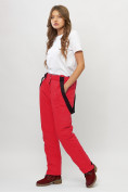 Оптом Полукомбинезон брюки горнолыжные женские big size красного цвета 66413Kr в Екатеринбурге, фото 3