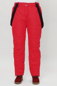 Оптом Полукомбинезон брюки горнолыжные женские big size красного цвета 66413Kr в Казани, фото 5
