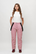 Оптом Полукомбинезон брюки горнолыжные женские big size розового цвета 66413R в Казани