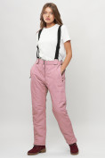 Оптом Полукомбинезон брюки горнолыжные женские big size розового цвета 66413R в Екатеринбурге, фото 10
