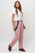 Оптом Полукомбинезон брюки горнолыжные женские big size розового цвета 66413R в Екатеринбурге, фото 2
