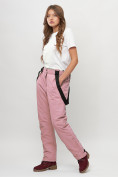 Оптом Полукомбинезон брюки горнолыжные женские big size розового цвета 66413R в Екатеринбурге, фото 3