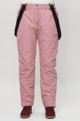 Оптом Полукомбинезон брюки горнолыжные женские big size розового цвета 66413R в Казани, фото 4