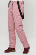 Оптом Полукомбинезон брюки горнолыжные женские big size розового цвета 66413R в Казани, фото 5