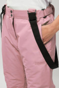 Оптом Полукомбинезон брюки горнолыжные женские big size розового цвета 66413R в Екатеринбурге, фото 7