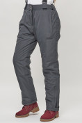 Оптом Полукомбинезон брюки горнолыжные женские big size темно-серого цвета 66413TC в Казани, фото 6