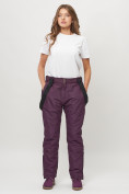 Оптом Полукомбинезон брюки горнолыжные женские big size темно-фиолетового цвета 66413TF
