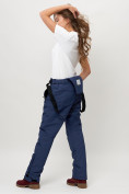 Оптом Полукомбинезон брюки горнолыжные женские big size темно-синего цвета 66413TS в Казани, фото 15