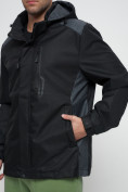 Оптом Куртка спортивная мужская с капюшоном черного цвета 6652Ch в Казани, фото 8