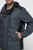 Оптом Куртка спортивная мужская с капюшоном темно-серого цвета 6652TC в Екатеринбурге, фото 10