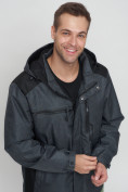 Оптом Куртка спортивная мужская с капюшоном темно-серого цвета 6652TC в Екатеринбурге, фото 7