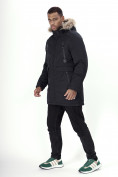 Оптом Парка мужская зимняя с мехом черного цвета 6662Ch в Казани, фото 2