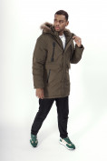 Оптом Парка мужская зимняя с мехом цвета хаки 6662Kh в Казани, фото 25