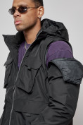 Оптом Куртка - жилетка трансформер с подогревом 2 в 1 мужская зимняя черного цвета 6668Ch в Екатеринбурге, фото 10