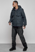 Оптом Куртка - жилетка трансформер с подогревом 2 в 1 мужская зимняя темно-синего цвета 6668TS в Екатеринбурге, фото 2