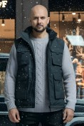 Оптом Куртка - жилетка трансформер с подогревом 2 в 1 мужская зимняя темно-синего цвета 6668TS, фото 2