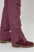 Оптом Полукомбинезон брюки горнолыжные женские бордового цвета 66789Bo в Казани, фото 12