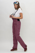 Оптом Полукомбинезон брюки горнолыжные женские бордового цвета 66789Bo в Казани, фото 3