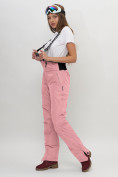 Оптом Полукомбинезон брюки горнолыжные женские розового цвета 66789R в Казани, фото 3