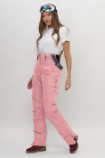 Оптом Полукомбинезон брюки горнолыжные женские розового цвета 66789R в Казани, фото 7