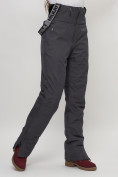 Оптом Полукомбинезон брюки горнолыжные женские темно-серого цвета 66789TC в Казани, фото 15