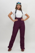 Оптом Полукомбинезон брюки горнолыжные женские темно-фиолетового цвета 66789TF в Казани, фото 2