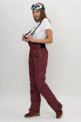 Оптом Полукомбинезон брюки горнолыжные женские темно-бордового цвета 66789Tb в Казани, фото 3