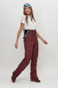 Оптом Полукомбинезон брюки горнолыжные женские темно-бордового цвета 66789Tb в Казани, фото 8
