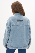 Оптом Джинсовая куртка женская оверсайз голубого цвета 6716Gl, фото 12