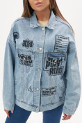 Оптом Джинсовая куртка женская оверсайз голубого цвета 6716Gl в Екатеринбурге, фото 14