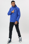 Оптом Ветровка спортивная с капюшоном мужская синего цвета 671S, фото 3