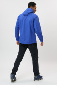Оптом Ветровка спортивная с капюшоном мужская синего цвета 671S, фото 4