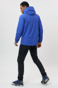 Оптом Ветровка спортивная с капюшоном мужская синего цвета 671S, фото 5
