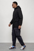 Оптом Парка мужская с капюшоном демисезонная черного цвета 6830Ch, фото 9