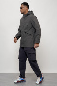 Оптом Парка мужская с капюшоном демисезонная темно-серого цвета 6830TC в Сочи, фото 8