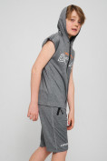 Оптом Спортивный костюм летний для мальчика светло-серого цвета 70002SS в Иркутске, фото 4