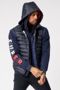 Оптом Куртка 2 в 1 мужская толстовка и жилетка темно-синего цвета 70131-1TS в Екатеринбурге