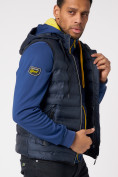 Оптом Куртка 2 в 1 мужская толстовка и жилетка синего цвета 70131S, фото 8